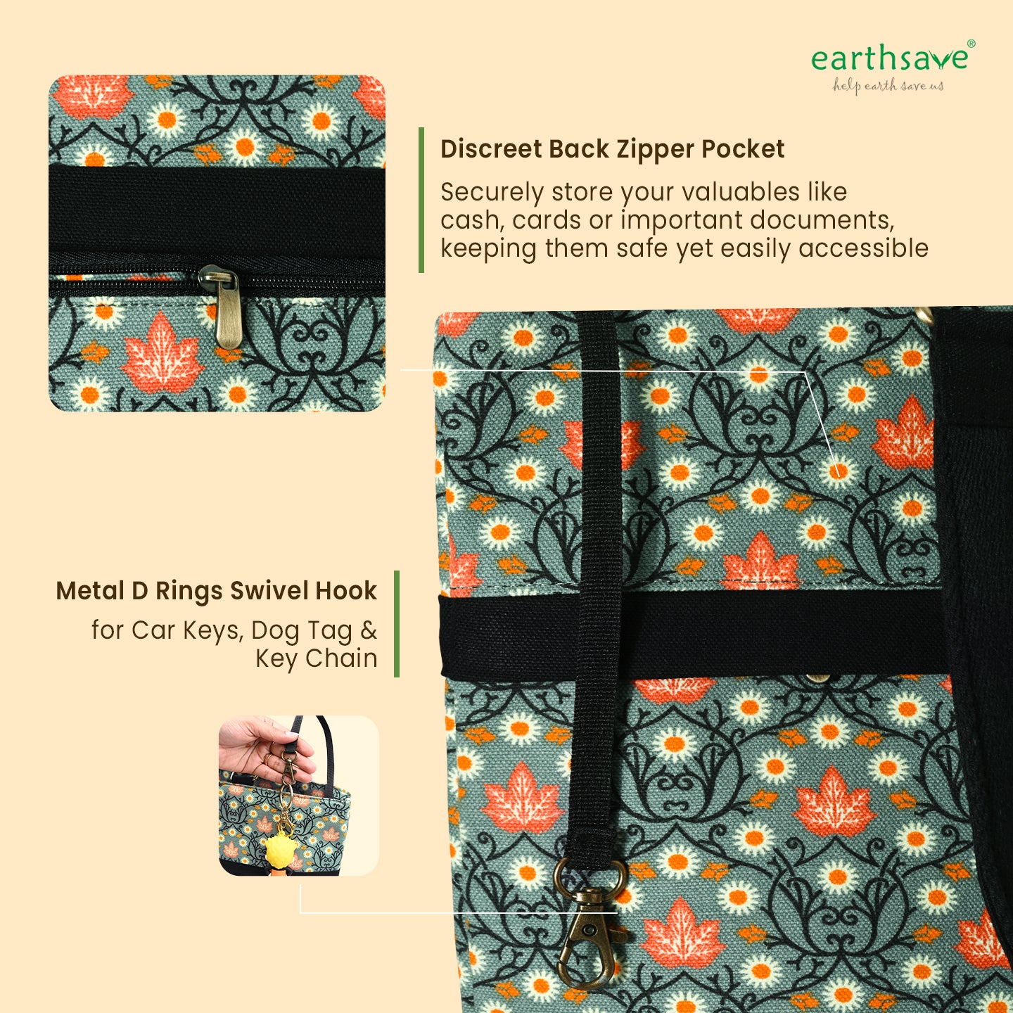 Laptop Hand Bag for Women - Floral Grey