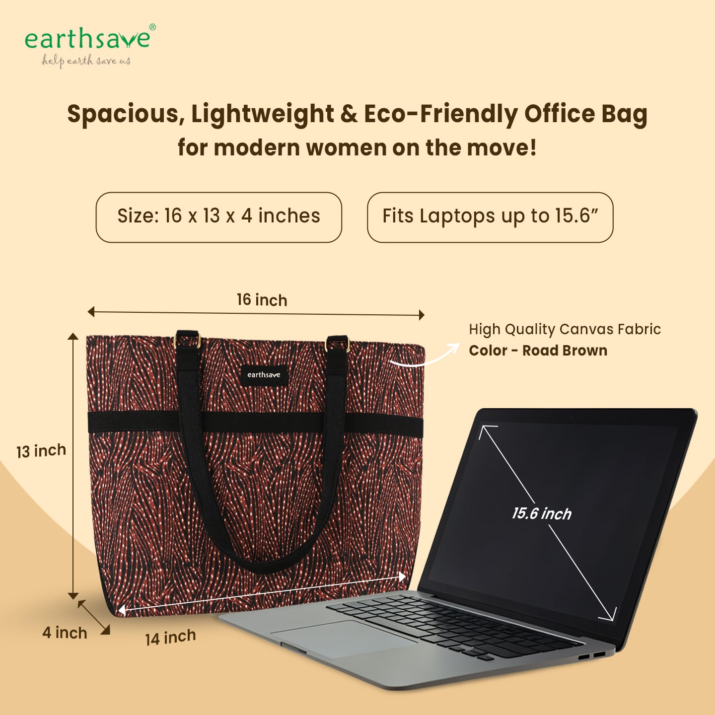 Laptop Hand Bag for Women - Road Brown