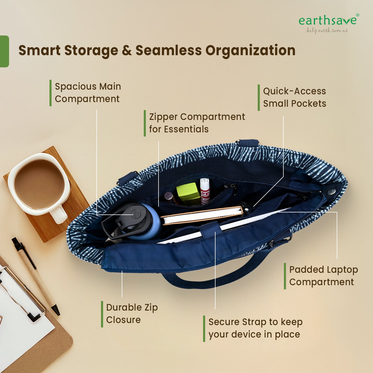 Laptop Hand Bag for Women - Road Blue
