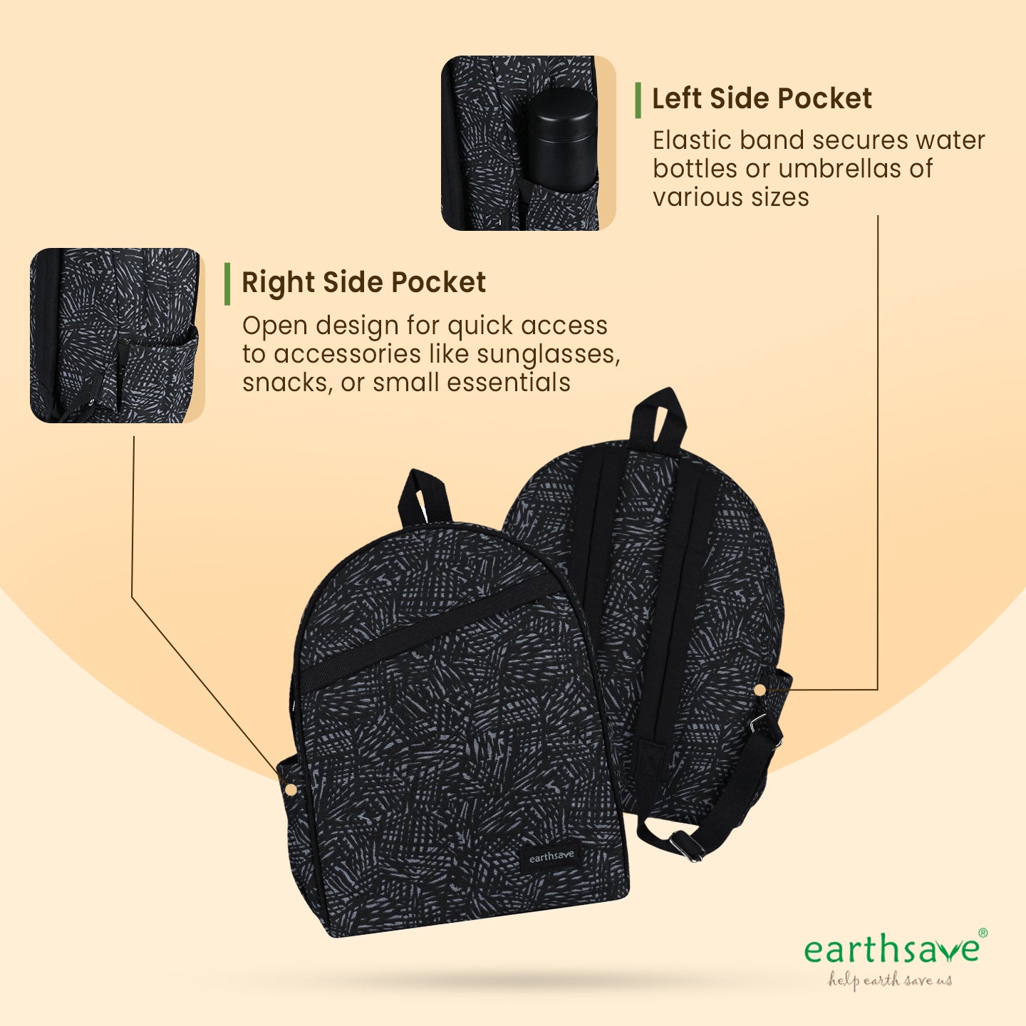 Casual Backpack | Stroke black | Stylish & Trendy Backpack