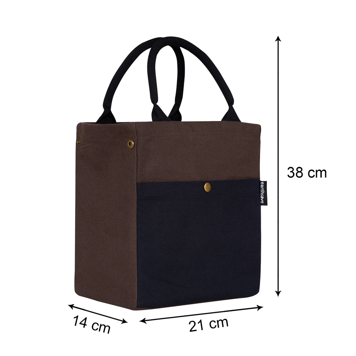 Drawstring Personalised Lunch bag - BROWN/BLUE