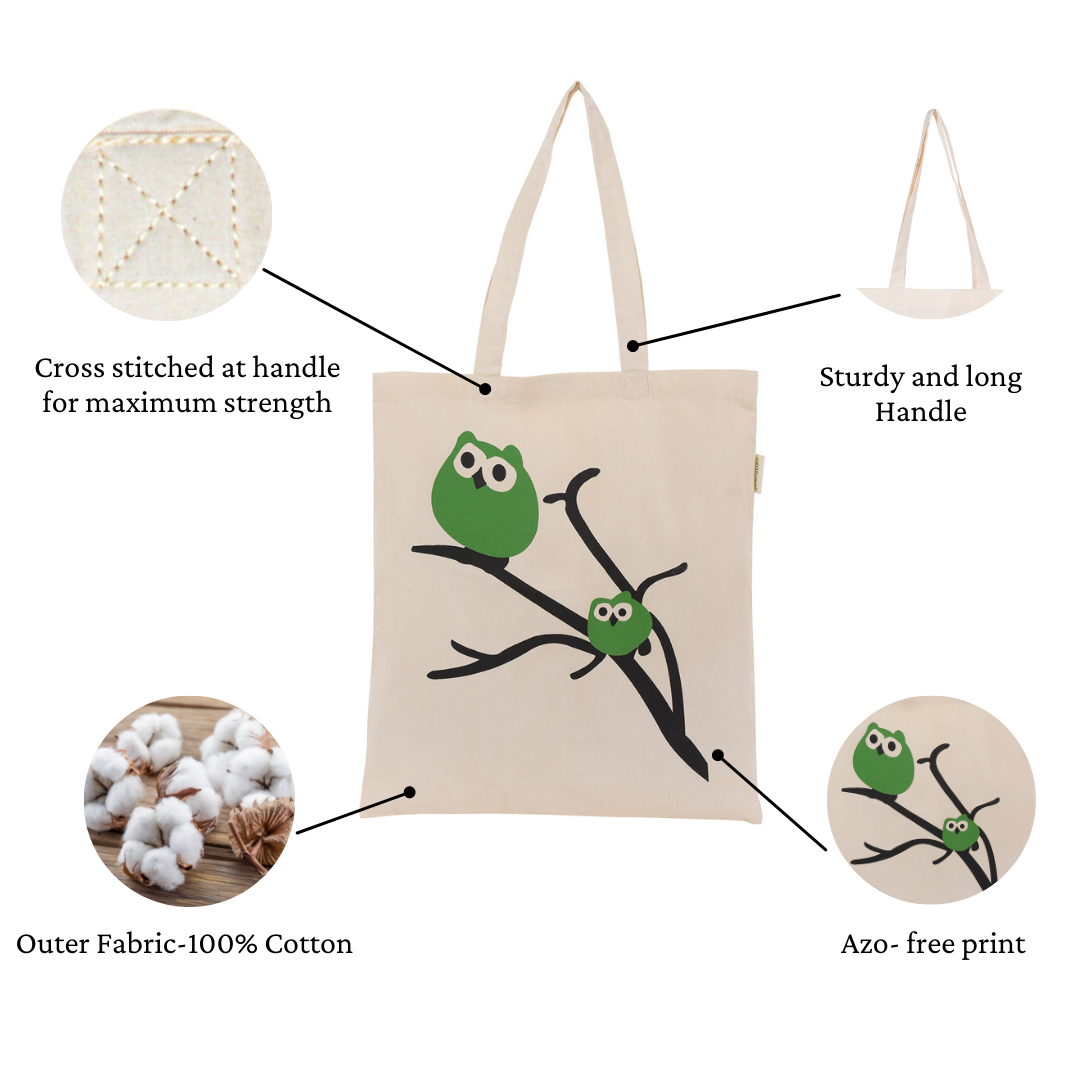 Earthsave Aesthetic Tote Bag for Women | Couple Owl