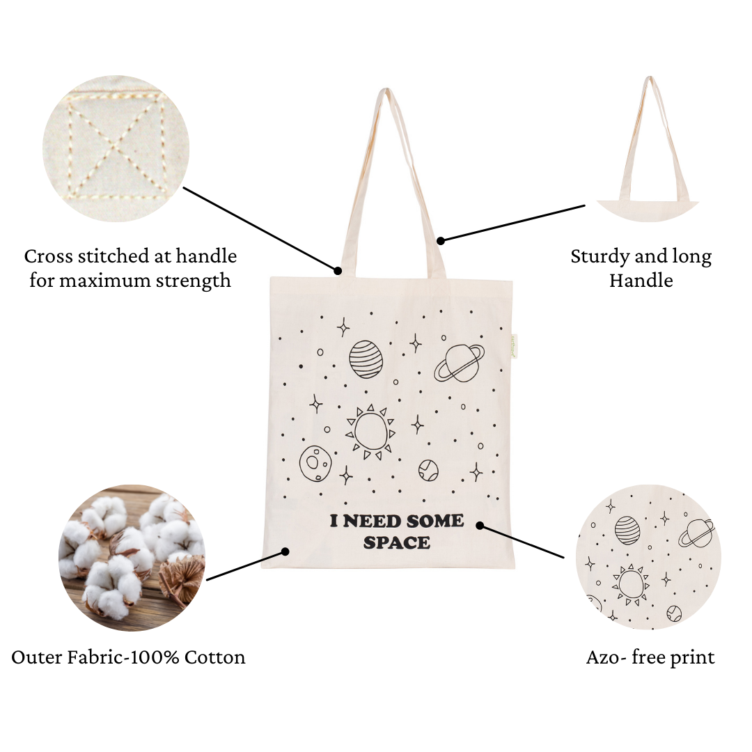 Earthsave Personalised Aesthetic Tote Bag for Women | I Need Some Space