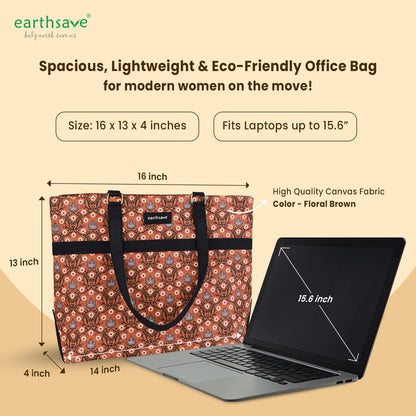 Personalised Laptop Handbag for Women - Floral Brown