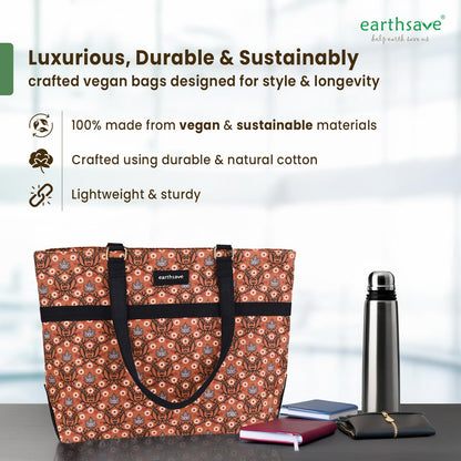 Personalised Laptop Handbag for Women - Floral Brown
