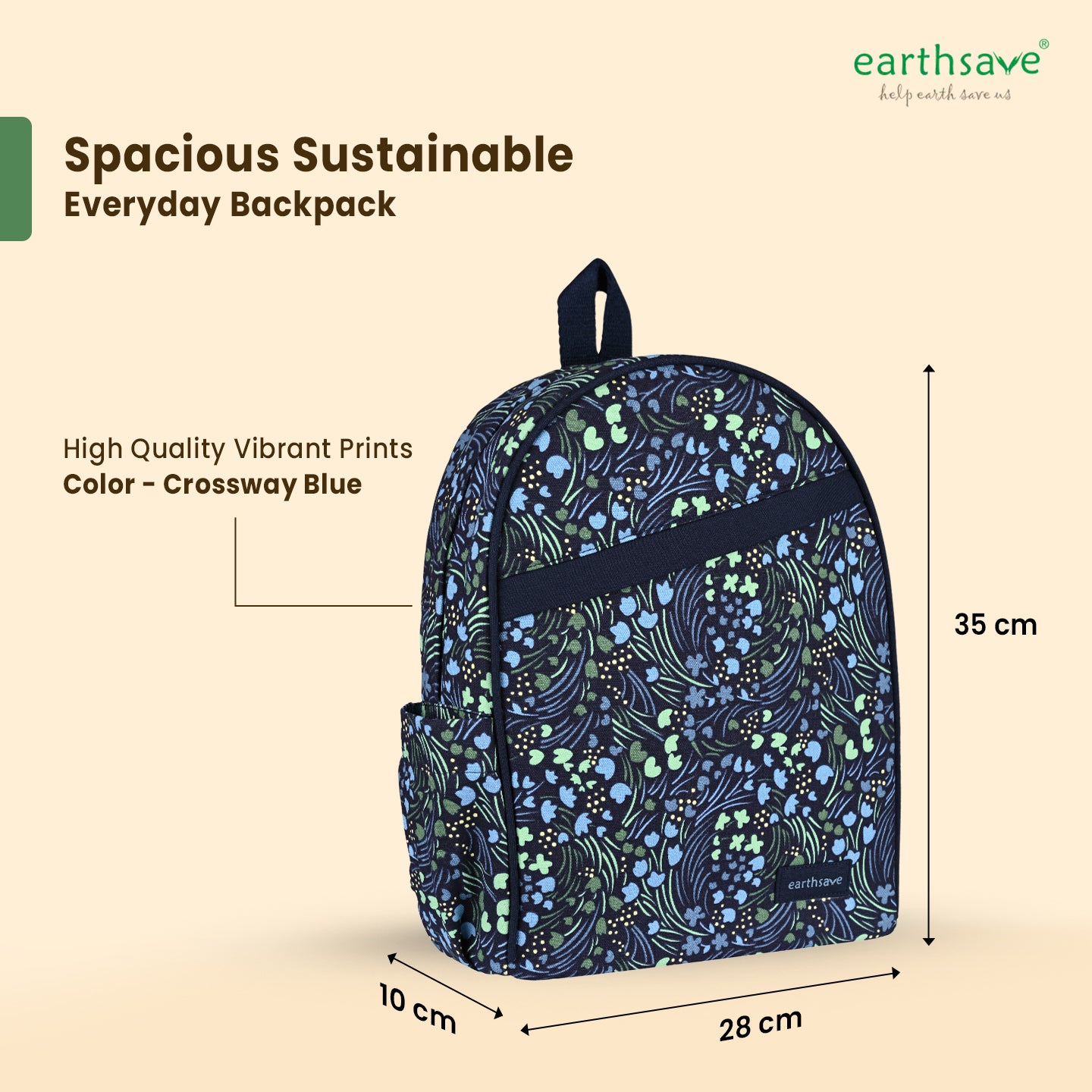 Eco-Friendly Backpack | Crossways blue | Stylish, Spacious & Comfortable