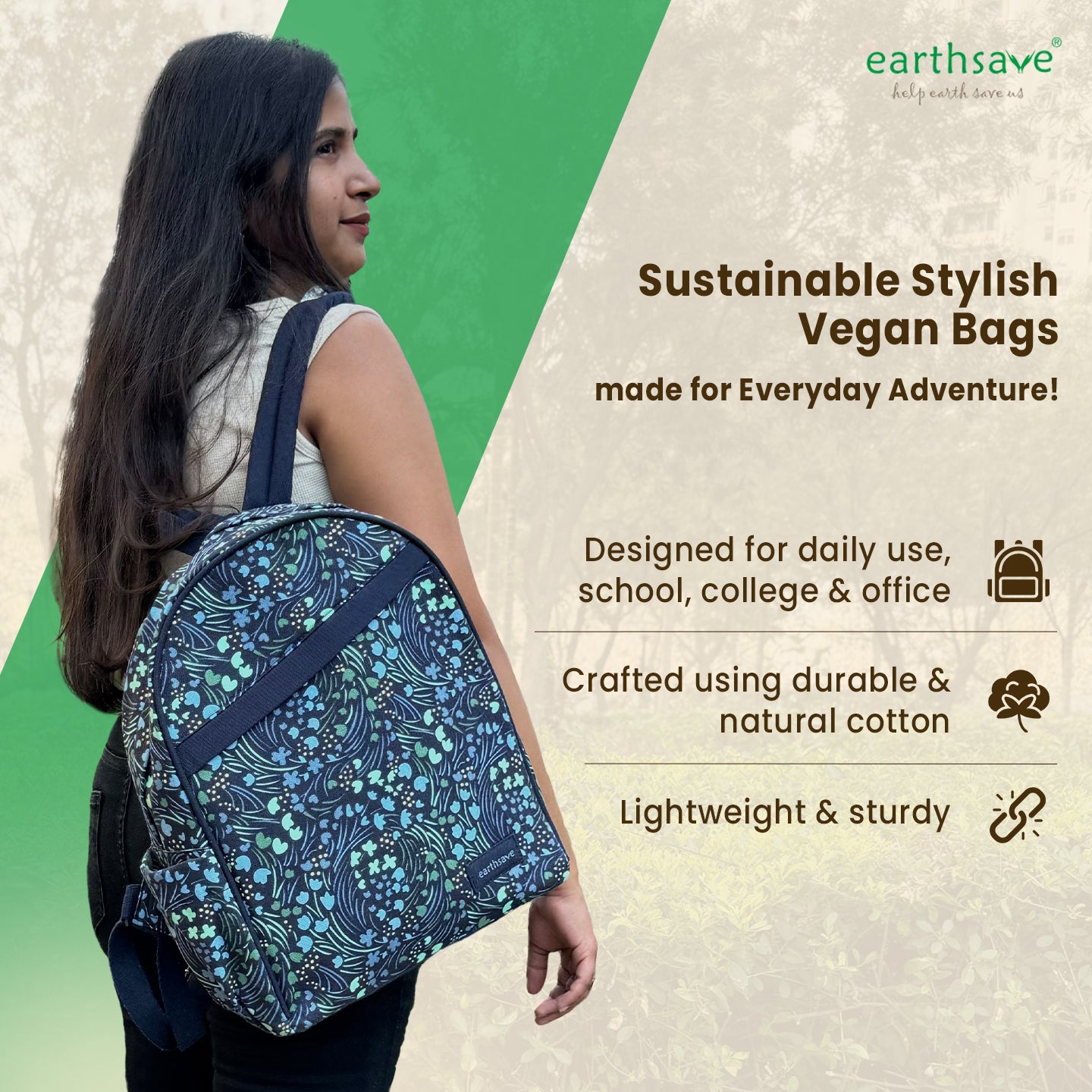 Eco-Friendly Backpack | Crossways blue | Stylish, Spacious & Comfortable