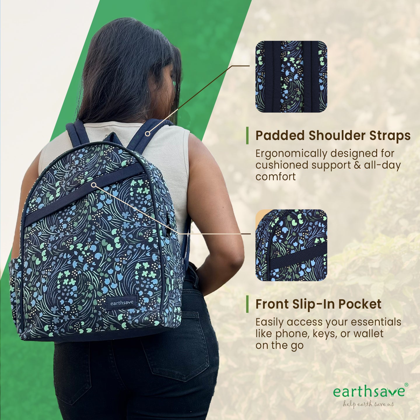 Eco-Friendly Backpack | Crossways blue | Stylish, Spacious & Comfortable