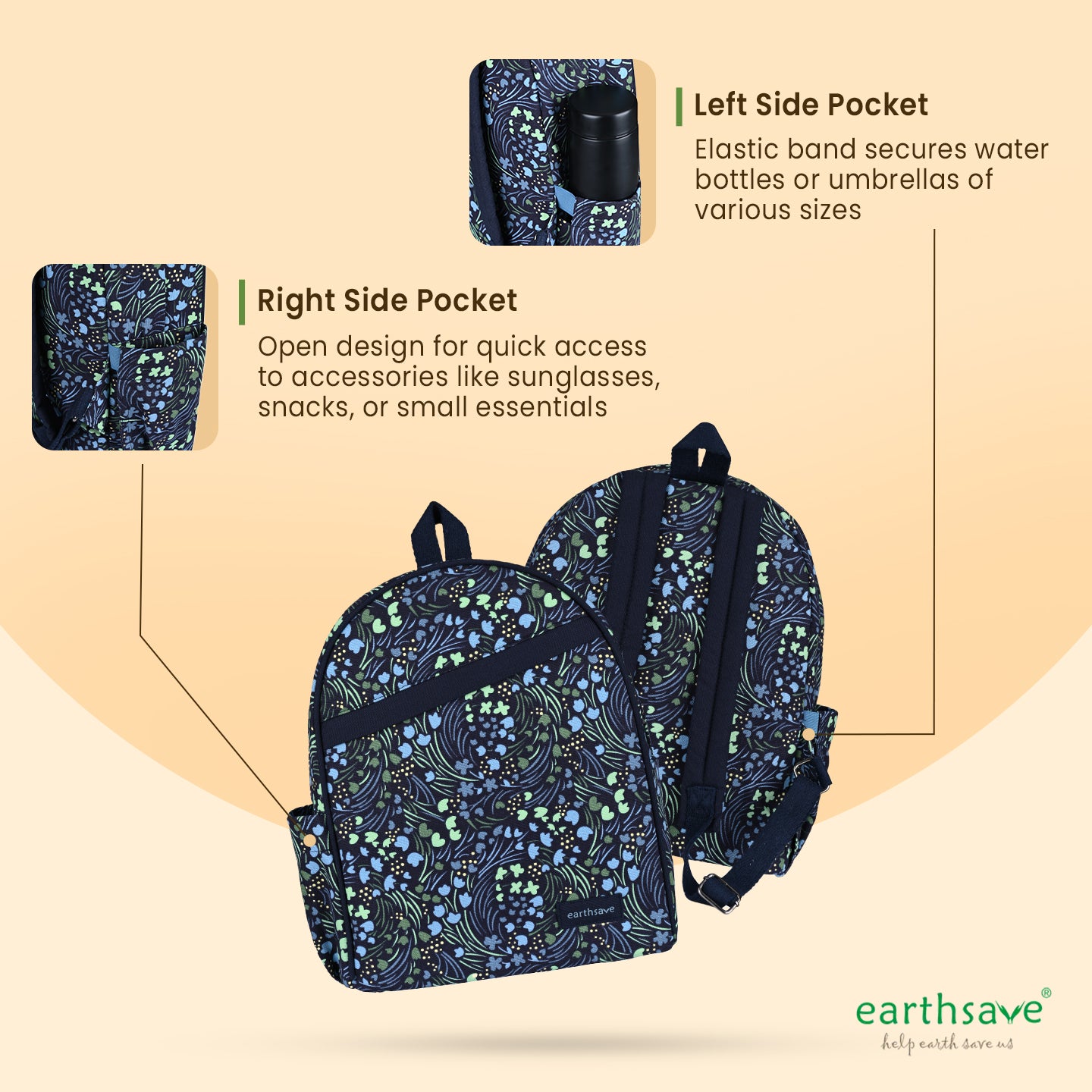Eco-Friendly Backpack | Crossways blue | Stylish, Spacious & Comfortable