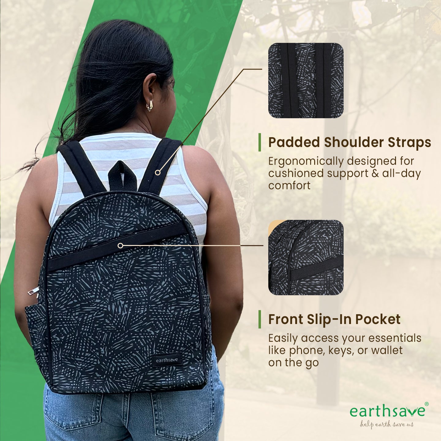 Casual Backpack | Stroke black | Stylish & Trendy Backpack