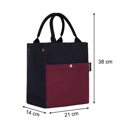 Drawstring Lunch bag - BLUE/MAROON