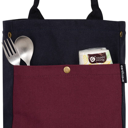 Drawstring Lunch bag - BLUE/MAROON