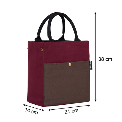 Drawstring Lunch bag - MAROON/BROWN