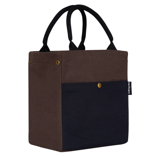 Drawstring Lunch bag - BROWN/BLUE