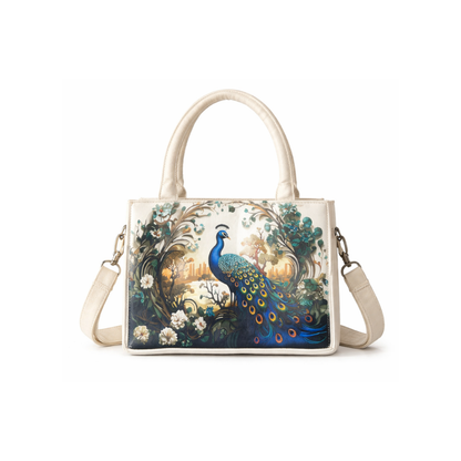Box Tote Bag sling "PEACOCK"