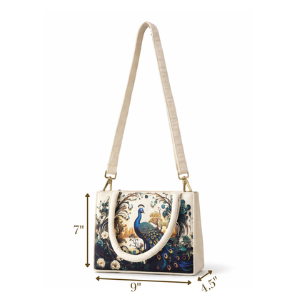 Box Tote Bag sling "PEACOCK"