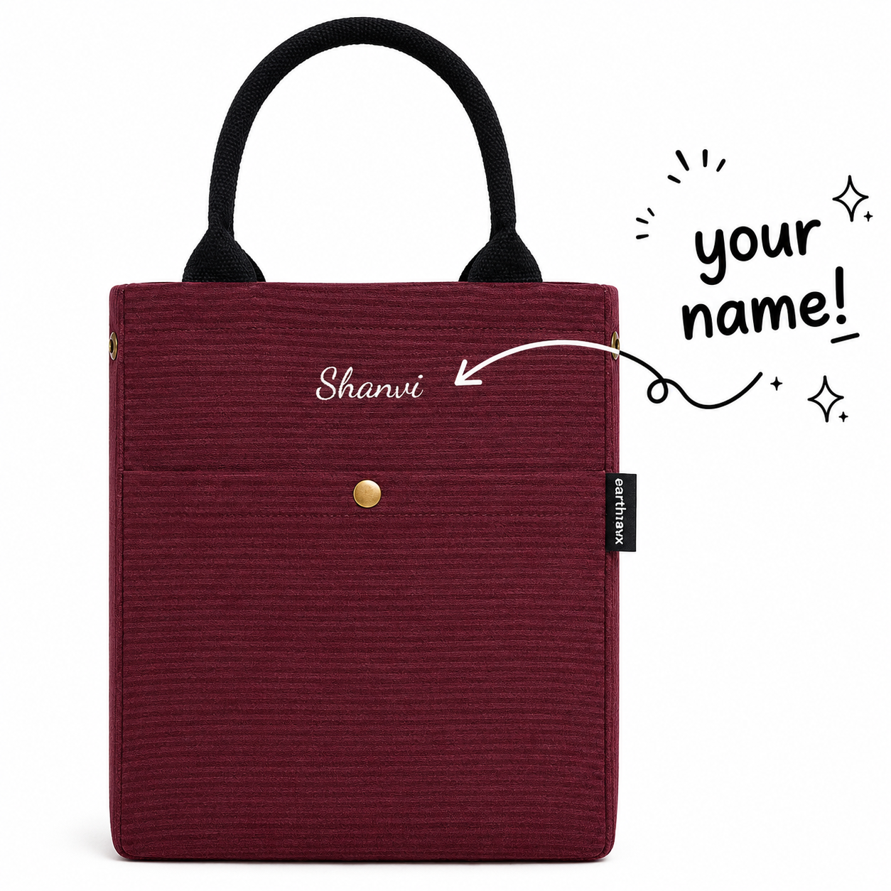 Drawstring Personalised Lunch bag - MAROON