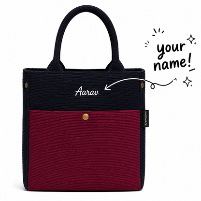 Drawstring Personalised Lunch bag - BLUE/MAROON